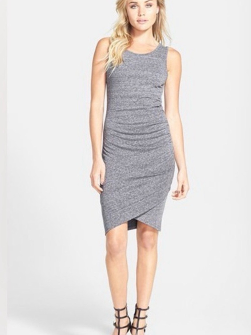 Leith Nordstrom Gray Sleeveless Midi Bodycon Dress